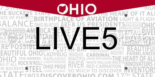 LIVE5 Ohio License Plate