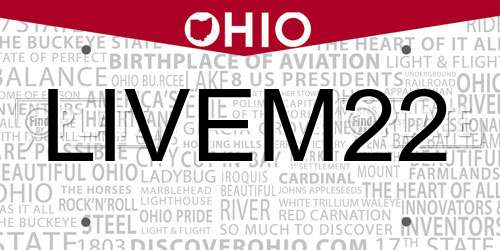 LIVEM22 Ohio License Plate
