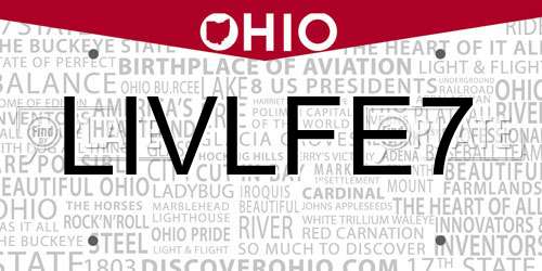 LIVLFE7 Ohio License Plate