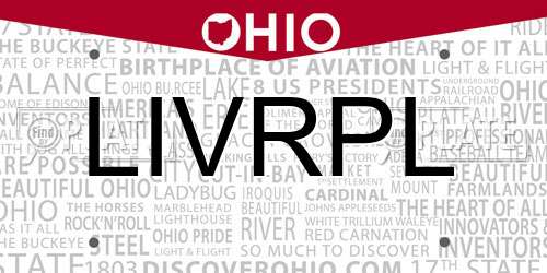 LIVRPL Ohio License Plate