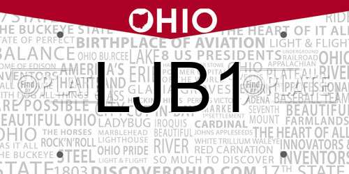 LJB1 Ohio License Plate