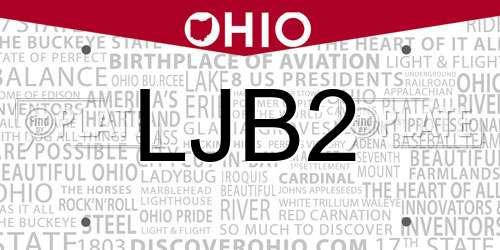 LJB2 Ohio License Plate