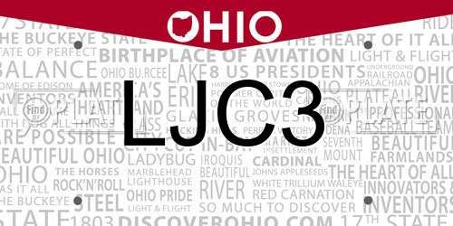 LJC3 Ohio License Plate