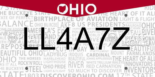 LL4A7Z Ohio License Plate