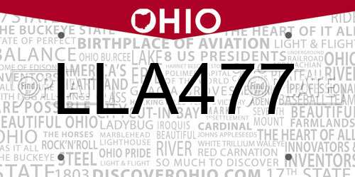 LLA477 Ohio License Plate