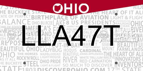 LLA47T Ohio License Plate
