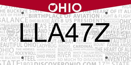 LLA47Z Ohio License Plate