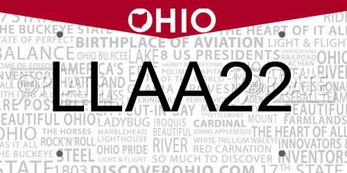 LLAA22 Ohio License Plate