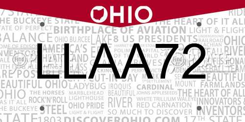 LLAA72 Ohio License Plate