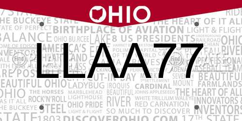 LLAA77 Ohio License Plate