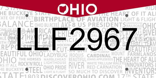LLF2967 Ohio License Plate