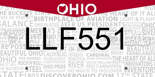 LLF551 Ohio License Plate