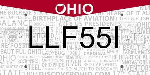LLF55I Ohio License Plate