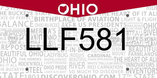 LLF581 Ohio License Plate