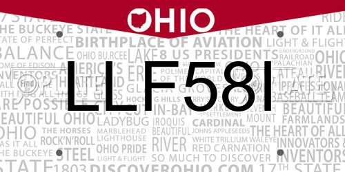 LLF58I Ohio License Plate