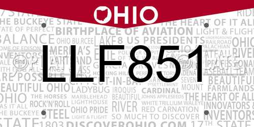 LLF851 Ohio License Plate