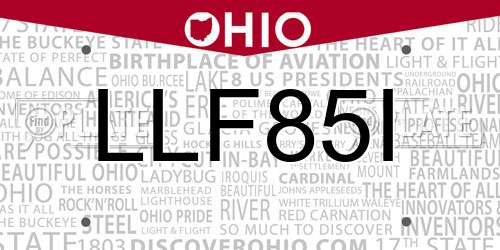 LLF85I Ohio License Plate