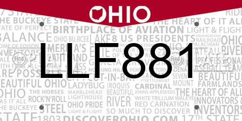 LLF881 Ohio License Plate