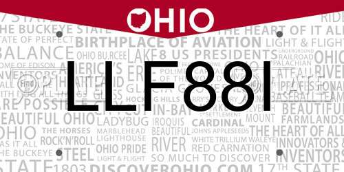 LLF88I Ohio License Plate
