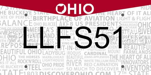LLFS51 Ohio License Plate