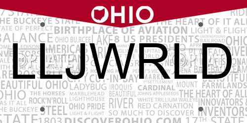 LLJWRLD Ohio License Plate
