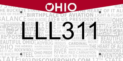 LLL311 Ohio License Plate