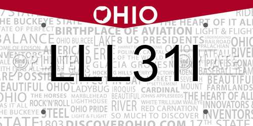 LLL31I Ohio License Plate