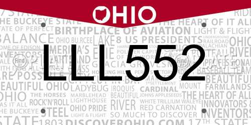 LLL552 Ohio License Plate