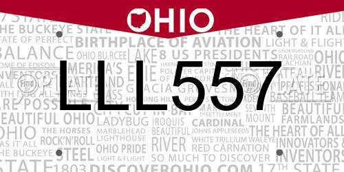 LLL557 Ohio License Plate
