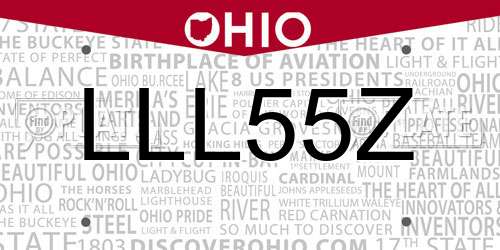 LLL55Z Ohio License Plate