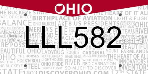 LLL582 Ohio License Plate