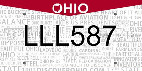 LLL587 Ohio License Plate