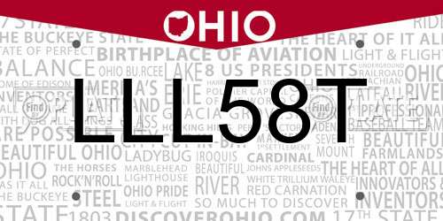 LLL58T Ohio License Plate
