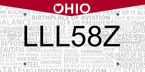 LLL58Z Ohio License Plate