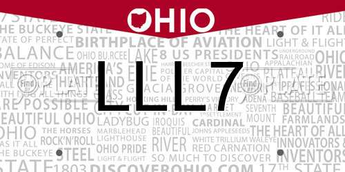 LLL7 Ohio License Plate