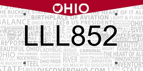 LLL852 Ohio License Plate