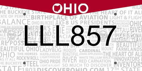 LLL857 Ohio License Plate