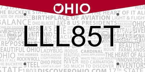LLL85T Ohio License Plate
