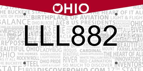 LLL882 Ohio License Plate