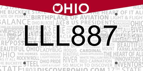 LLL887 Ohio License Plate