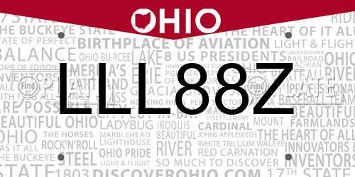 LLL88Z Ohio License Plate