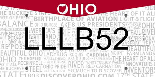 LLLB52 Ohio License Plate