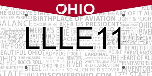 LLLE11 Ohio License Plate
