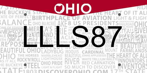LLLS87 Ohio License Plate