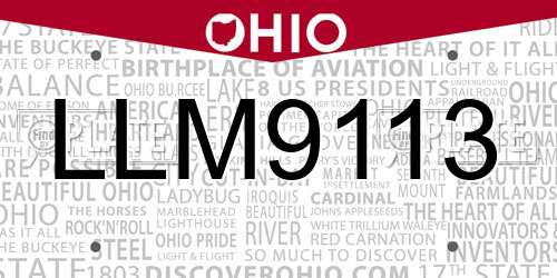 LLM9113 Ohio License Plate