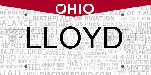 LLOYD Ohio License Plate