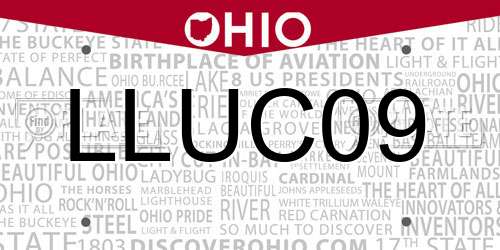 LLUC09 Ohio License Plate
