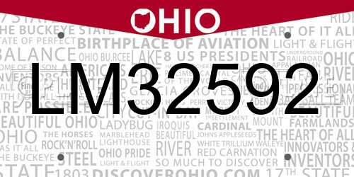 LM32592 Ohio License Plate