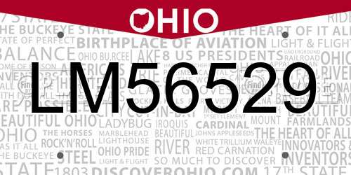 LM56529 Ohio License Plate
