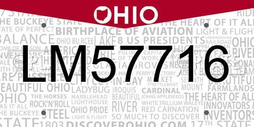 LM57716 Ohio License Plate